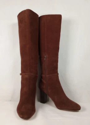 Botas Ann Taylor Talla 7M Marrón Gamuza Cuero Hebilla Tacón Alto hasta la Rodilla Nuevas sin Caja Foto 1 de 4