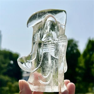 Cuarzo transparente natural de 0,63 lb tallado a mano hoz culpa cristal de Reiki curación - Imagen 1 de 22