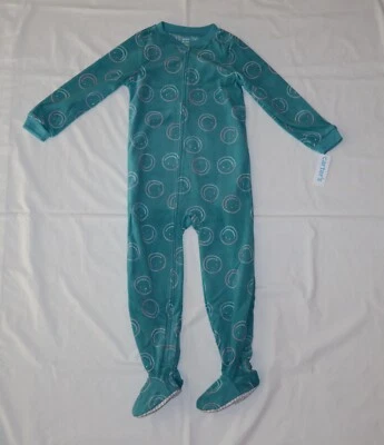 Carters Fleece Footed Pajama Blanket Sleeper Size 6 7 8 10 Happy Smiles - Image 1 of 4