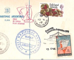 FALKLAND ISLANDS/ARGENTINA Mixed Franking Card 1972 Maritime LIBERTAD SHIP YR276 - Picture 1 of 12