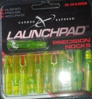 1pk of 12- Carbon Express Launch Pad Precision Nocks! Green .234 ID Arrows-NEW - Image 1 of 4