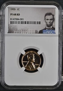 1955 Lincoln Cent 1C NGC PF68 RD - Picture 1 of 2