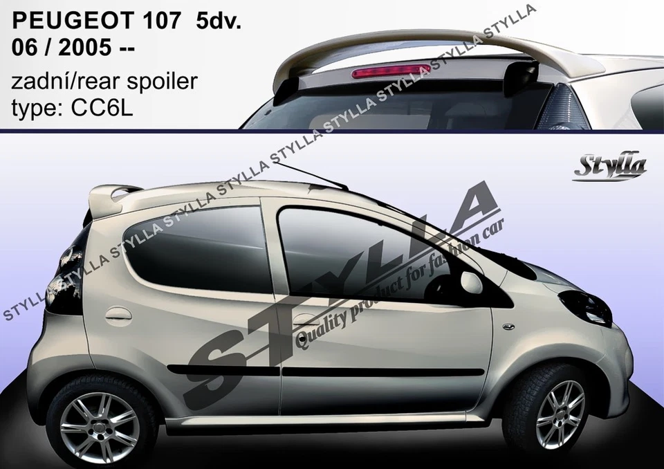 SPOILER REAR ROOF PEUGEOT 107 WING ACCESSORIES 2 types - Image 1 of 1