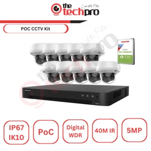 Hikvision 5MP PoC Vandal Fixed Dome Security System IDS-7204HUHI-K1/P DVR Kit - Picture 1 of 5