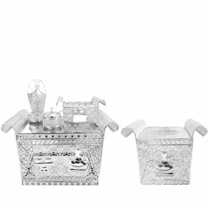 Traditional Ethiopian | Eritrean | Arabs Coffee Table Set, Rekebot (Silver) - Picture 1 of 6
