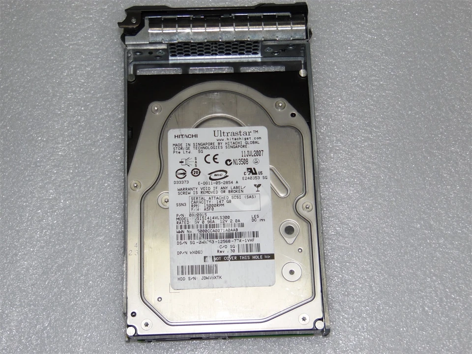 147GB 15K DELL POWEREDGE R710 R510 R410 T710 T610 T410 SAS 3.5" HDD WX063 - Image 1 of 1