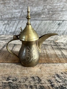 Brass Teapot Original Middle Eastern Antique 5 inches tall Vintage - Picture 1 of 10