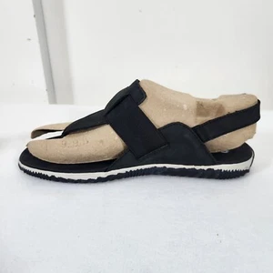 Sorel Out 'N About Black Leather T-Strap Women's Comfort Sandals Sz 10 NEW+BOX - Picture 1 of 10