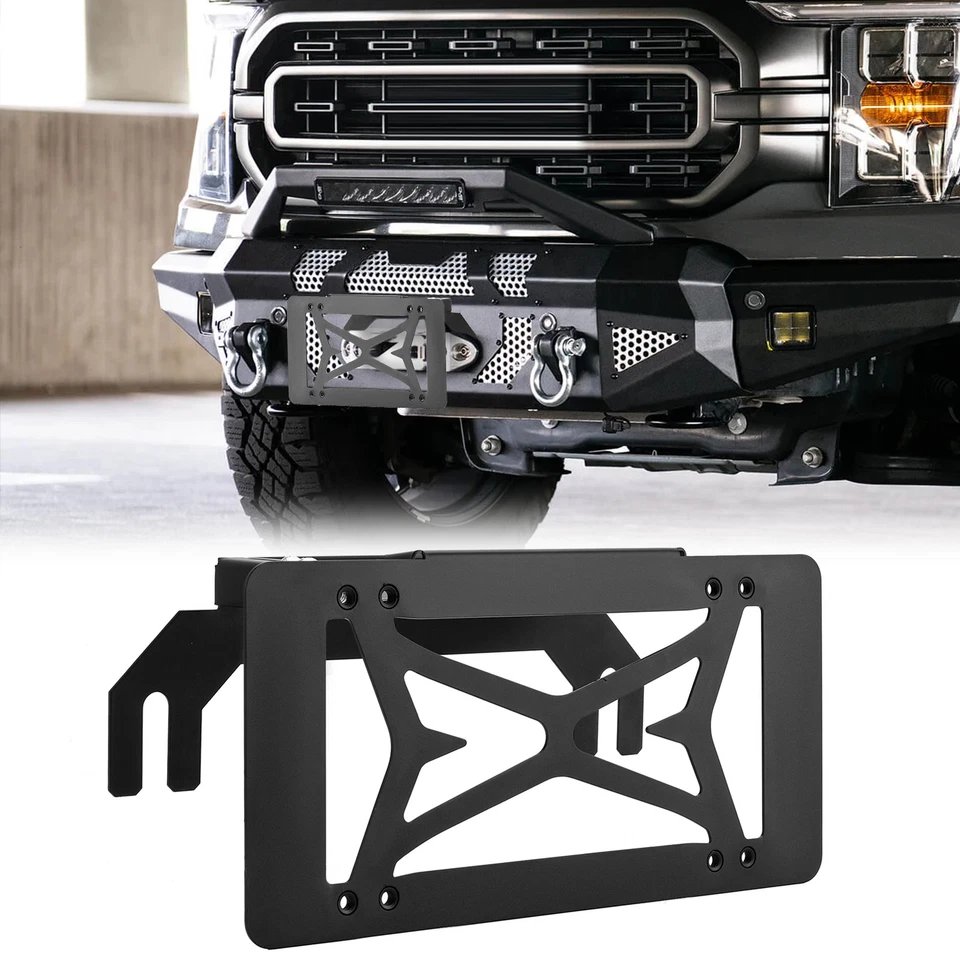 For Ford F-150 Flip up Winch License Plate Mount Fit 10" Roller & Hawse Fairlead - Imagem 1 de 1
