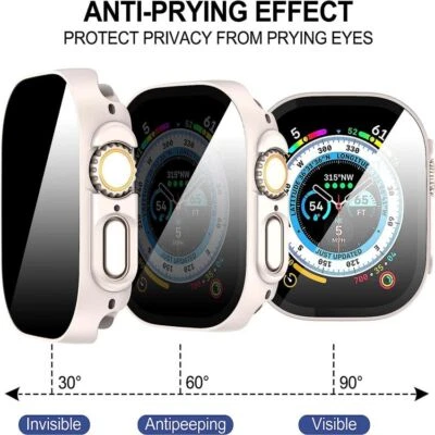 Matte Bumper Privacy Film for Apple Watch Ultra 8 7 6 Anti-Spy Screen Protector - Image 1 of 4