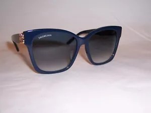 NEW BALENCIAGA SUNGLASSES BB 0102SA 005 BLUE/BLUE 57MM AUTHENTIC 0102 - Picture 1 of 8