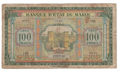 Morocco - 1.5.1943 100 Francs Banknote (P-27a) - Image 1 of 2