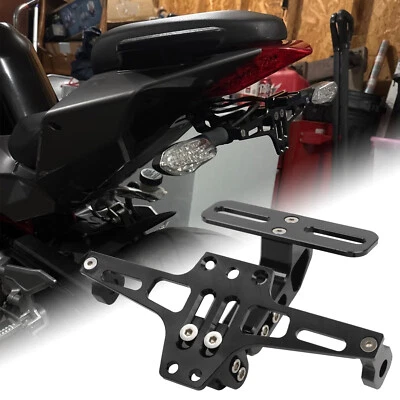 Motorcycle Black Tail Tidy License Plate Holder Fender Eliminator with LED Light - Image 1 of 4