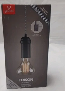 Globe Edison 1-Light Matte Black Plug-In/Hardwired Hanging Socket New - Picture 1 of 3