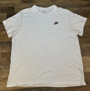 The Nike Tee Gold Embroidered Logo Mens 2XL XXL Short Sleeve White T Shirt - Picture 1 of 18
