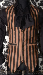 Dracula Clothing Steampunk Victorian Long Striped Gothic Vest Waistcoat 7-5-E - Picture 1 of 3