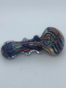 USA TOBACCO SMOKING HAND PIPE BLOWN GLASS ONE-OF-KIND MINIATURE CHILLUM XC4RB - Picture 1 of 12
