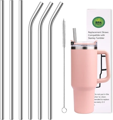 AIERSA Metal Straws for 40Oz Tumbler Replacement,12 Inch Reusable Stainless Stee
