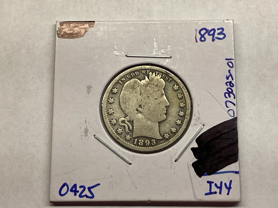 1893 Barber Silver Quarter Key Date 90% Silver US Coin 073035 01c - Image 1 of 4