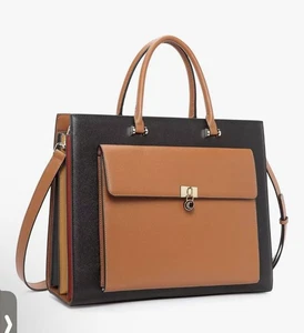 Cluci Briefcase for Women Vegan Leather 15.6 Inch Laptop Bag Shoulder Bag - Read - Afbeelding 1 van 6