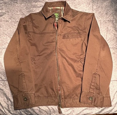 Chaqueta Timberland Para Hombres XL Marrón Harrington Lona Cremallera Completa Forrada a Cuadros Usada en Excelente Condición Foto 1 de 4