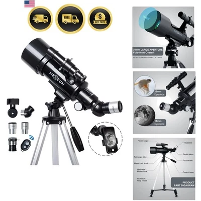 Telescope 70mm Aperture 500mm Focal Length Kids Adults Astronomical Refractor - Image 1 of 4