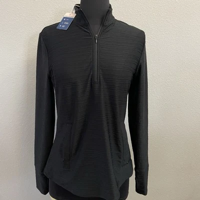 Nueva chaqueta de tenis de golf pequeña para mujer TOMMY BAHAMA 1/4 cremallera texturizada negra UPF 50 Foto 1 de 4