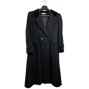 Vintage Forecaster of Boston Wool Double Breasted Black Maxi Coat Velvet Collar - Picture 1 of 9