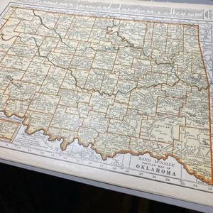 1940's Oklahoma atlas Map Vintage before end of WW2 - Picture 1 of 15