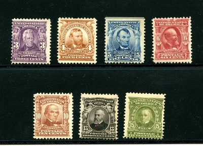 U.S. #302-305, 307-309 (U649) Issues of 1902-3, Perf 12, wmk 191, M,H,CV$515.00 - Image 1 of 2