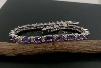 Bracciale in argento sterling 925 con pietre preziose multi ametista... - Immagine 1 di 4