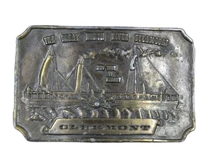 Hebilla de cinturón vintage 1974 Clermont Steamboat Bergamota latón Works - Albany - Imagen 1 de 2