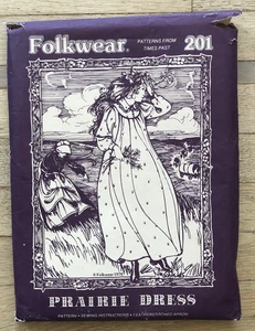 Vintage 1978 FOLKWEAR Prairie Dress & Apron Sewing Pattern #201 NEW & UNCUT - Picture 1 of 3