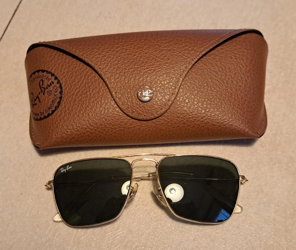 RAY BAN CARAVAN ORO/VERDI VINTAGE OTTIMI CON CUSTODIA MARCATI IN ALTO - Immagine 1 di 1