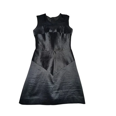 Vestido Milly Shift para mujer talla 6 negro paneles de seda cuello ilusión sin mangas Foto 1 de 4