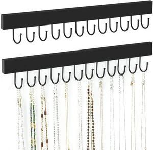 ZEDODIER Paquete de 2 Collares Organizador Montaje en Pared, Paquete de 2 Joyas de Madera, Negro - Imagen 1 de 6