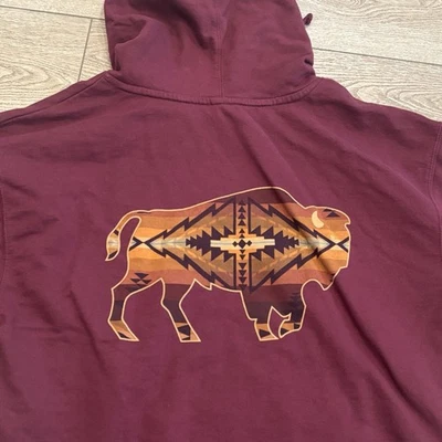 Pendleton Hoodie Mens XL Maroon Graphic Buffalo Print Sweater Southwest - Image 1 of 4