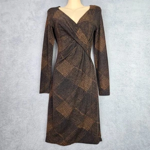 Max Mara Damen Kleid M 38 braun kariert Wollmischung V-Ausschnitt Stretch geraffte Taille - Bild 1 von 19