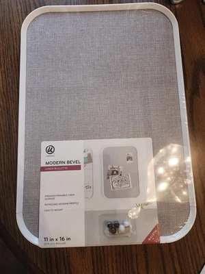 U Brands 11" x 16" Modern Bevel Linen Bulletin Board NEW - Image 1 of 2