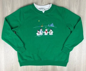 Vintage Malarkey Green Snowman Embroidered Crewneck Sweatshirt Small - Picture 1 of 8