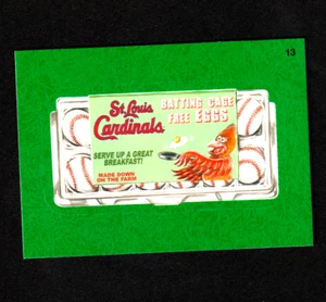 2016 Wacky Packages Baseball Series "ST. LOUIS CARDINALS EGGS" Grass Sticker #13 - Picture 1 of 1