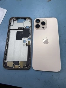 Apple iPhone 16 Pro Max Desert Titanium Mid Frame Housing 100% OEM W Back Glass - Zdjęcie 1 z 8