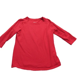 Denim & Co Essentials Shirt Womens Medium Red 3/4 Sleeve Stretch Pullover Top - Picture 1 of 9