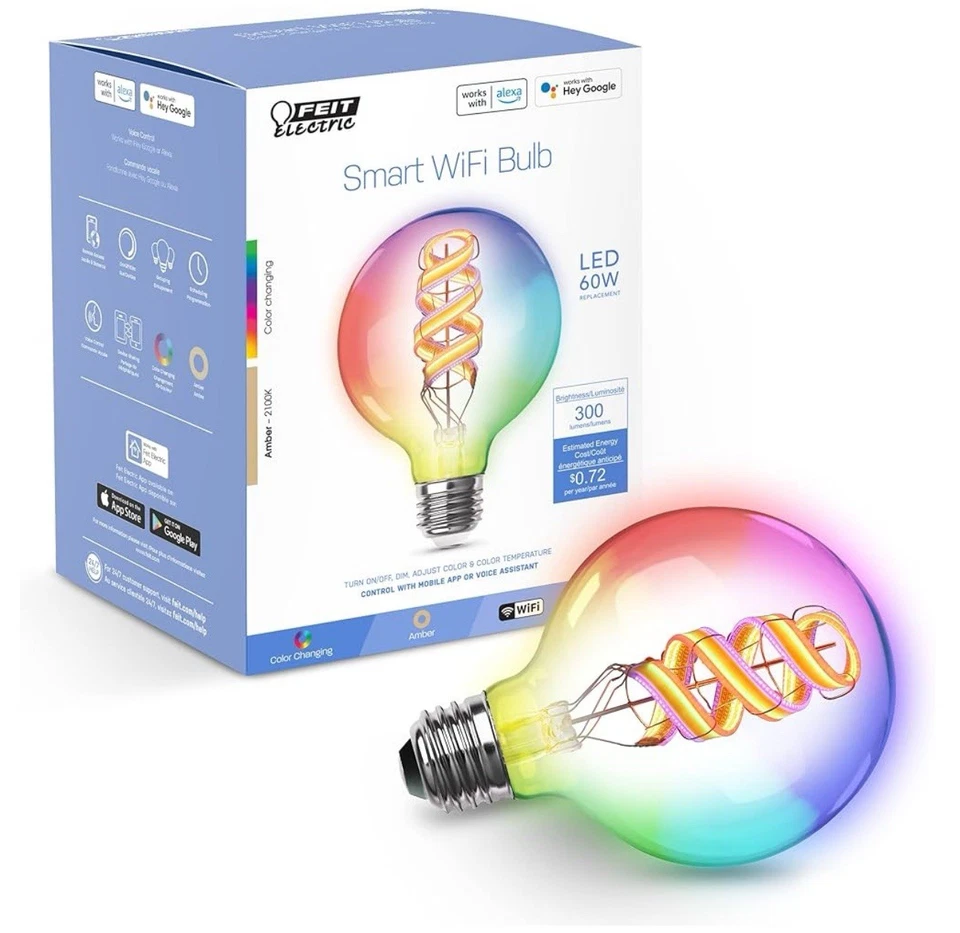 FEIT Electric 60-Watt Color-Changing / Tunable White Smart WiFi G30 Globe LED - Image 1 of 1