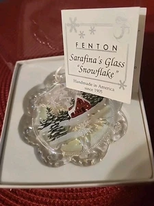 Fenton Sarafina’s Dream Winter CHALETChristmas Snowflake Ornament In NIB Signed - Picture 1 of 9