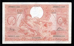 World War Two Belgium Very Large 100 Francs banknote 1944 VERY SCARCE - Picture 1 of 2