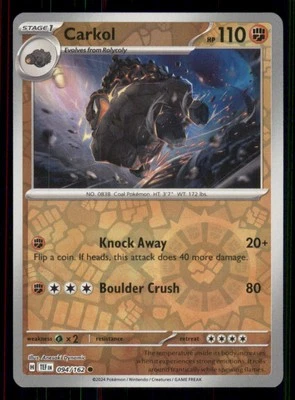 Carkol SV05: Temporal Forces #094/162 Common Reverse Holo Pokemon LP - Image 1 of 2