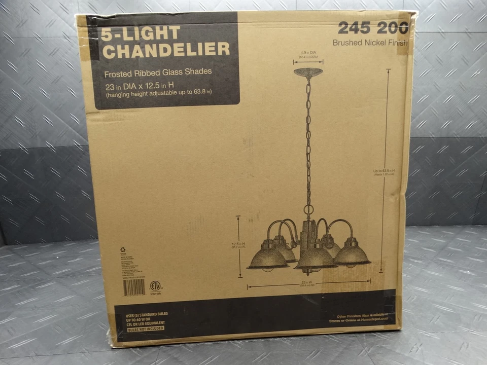 Lámpara colgante de níquel cepillado Hampton Bay halofán 5 luces RS1951209 Foto 1 de 4