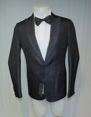Giorgio Armani Black Label Blue Dot Silk One Button Dinner Jacket 38R NWT $3495 - Image 1 of 4