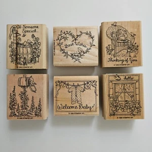 Feathered Friends Rubber Stamps Stampin Up Set of 6 Friendship Baby Miss You Etc - Picture 1 of 13